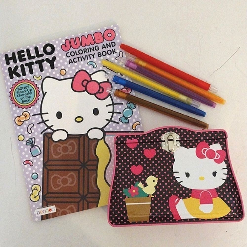 HELLO KITTY‎ Collectible Y2K Tin With Coloring Book and Twist Crayons
